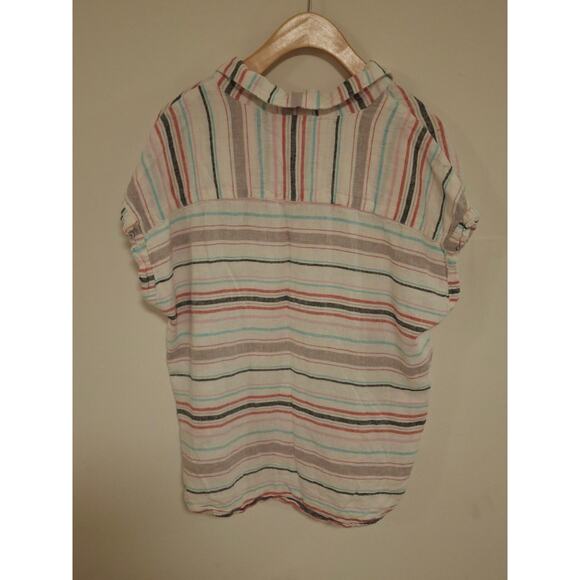 Weatherproof Vintage Striped Linen Blend Button-Up Shirt with Tie Front Size M - Picture 2 of 6